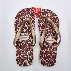 Havaianas Animal Print Pink Flip Flops Women's Size 11/12 NWT